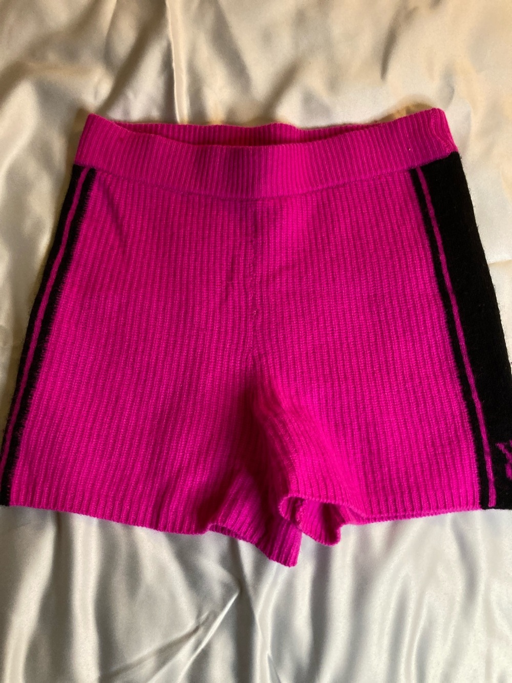 Cashmere Victoria's Secret Hot Pink Ribbed Bike Shorts with Black Side Stripe